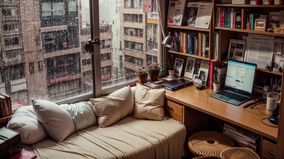 【雨景】雨中的小书房