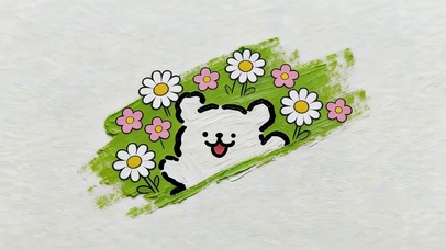 鲜花线条狗
