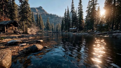 日出松林河畔