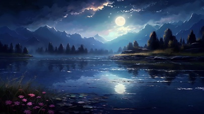 唯美治愈夜景中国风山水