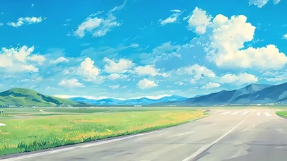 白云树木房屋带鱼屏