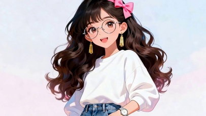 戴眼镜长发女孩