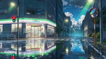 雨中便利店