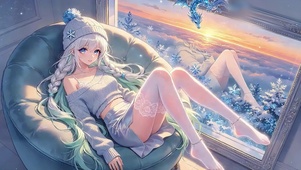 观夕阳的太空舱少女