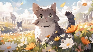 花丛中的小喵