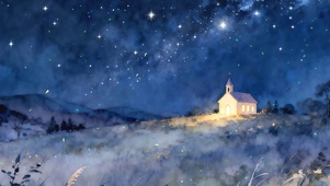 夜景星空树木