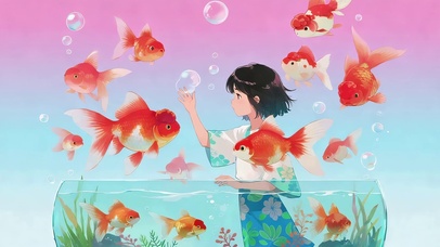意象女孩金鱼