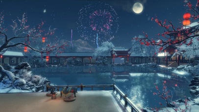 中国风园林新春烟花