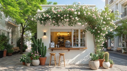 阳光花下咖啡屋