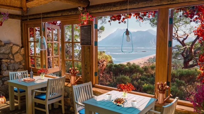 秋季海岸咖啡厅