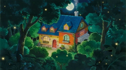 护眼绿景夜景树木