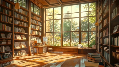 阳光图书馆的落地窗