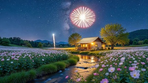 浪漫星空花田烟火