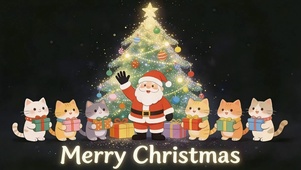 圣诞树下的礼物猫猫