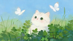 绿草丛中的猫咪