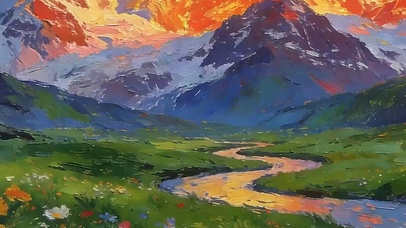 高山河流带鱼屏