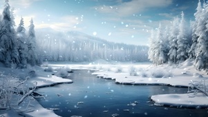 冰湖雪景