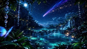星夜秘境瀑布