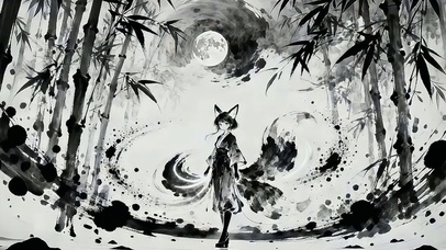 墨竹月影・狐妖行