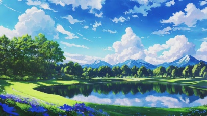 蓝天白云绿树成荫