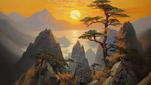 日落 夕阳 高山 唯美治愈