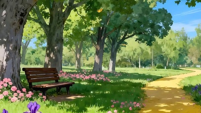 蓝天白云花草树木带鱼 屏双屏