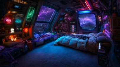 科幻太空飞船房间