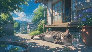 轻松夏日猫咪