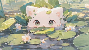 4K 荷花池小猫