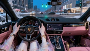 保时捷长腿富婆少女开车