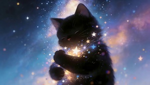 拥抱星星的猫咪