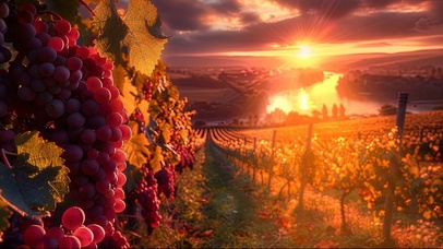 落日葡萄园风光