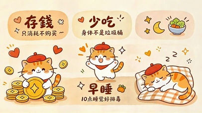 可爱橘猫自律励志插画壁纸