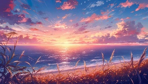 落日海滩