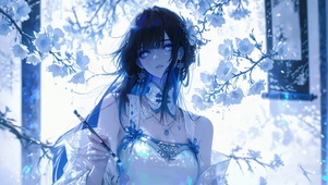 唯美冷色国风樱花美人