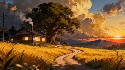 夕阳树木
