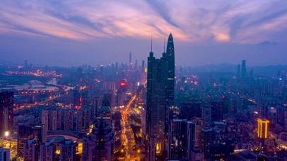 4K 高清 城市航拍落日建筑