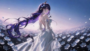 花海白纱紫发美少女