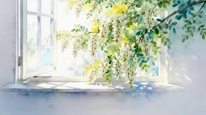 窗台槐树花