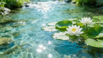 波光粼粼的莲池