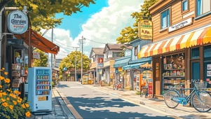 晴天白云清新城市街道