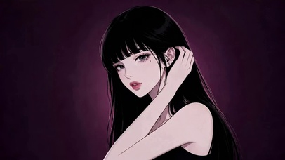 暗黑风黑长直二次元美少女