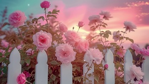 开满花朵的夕阳