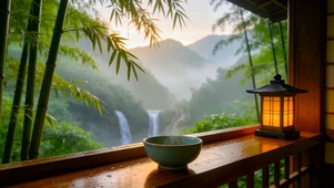 窗外竹林山水