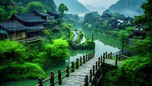 桥边美丽古镇