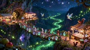 精灵与动物的奇幻市集之夜