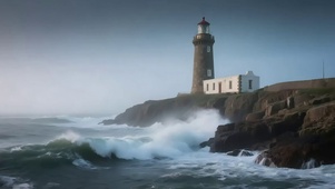 汹涌海岛灯塔