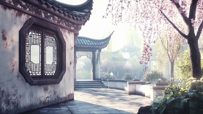 园林庭院春日唯美风景