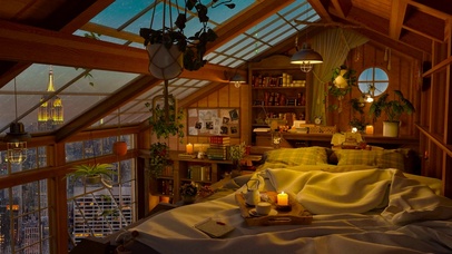 温馨的雨天阁楼房间