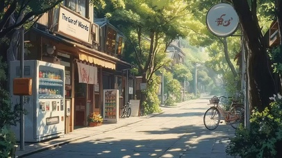 夏日静谧日式小镇街道